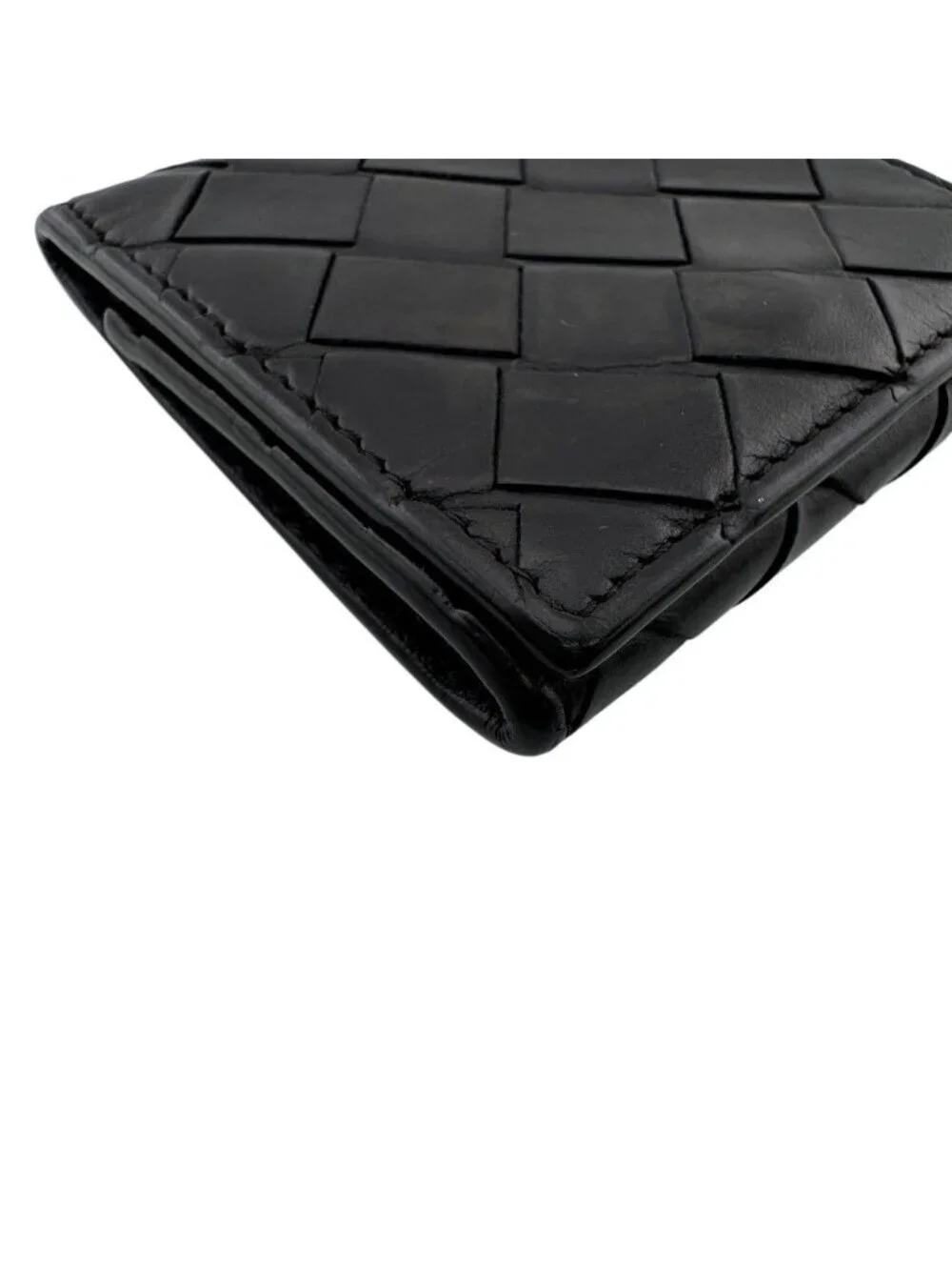 Bottega Veneta Maxi Intrecciato Leather Coin Purse Black Compact Wallet Reactive